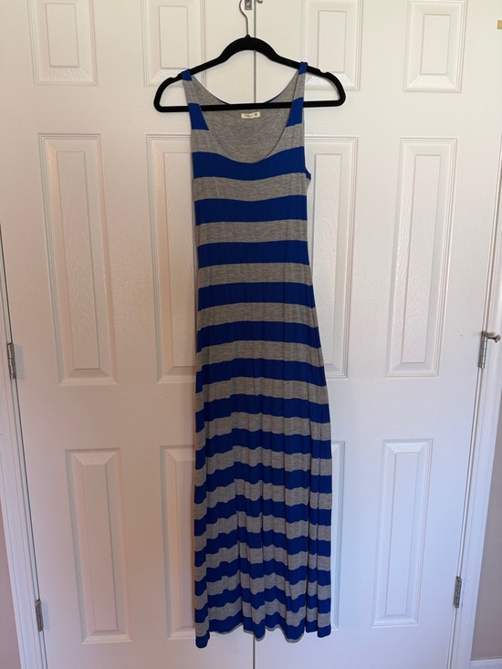 Soprano Dresses & Skirts - Blue and Gray Striped Maxi Dress - Casual Tank Style by SOPRANO